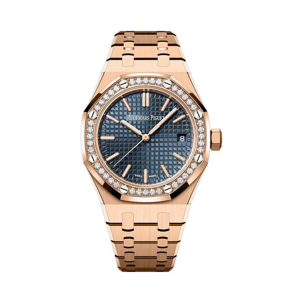 Audemars Piguet Royal Oak Selfwinding 37 mm Blue  Dial with Diamonds 18-Carat Pink Gold Bracelet 15551OR.ZZ.1356OR.05 - WATCHXNYC
