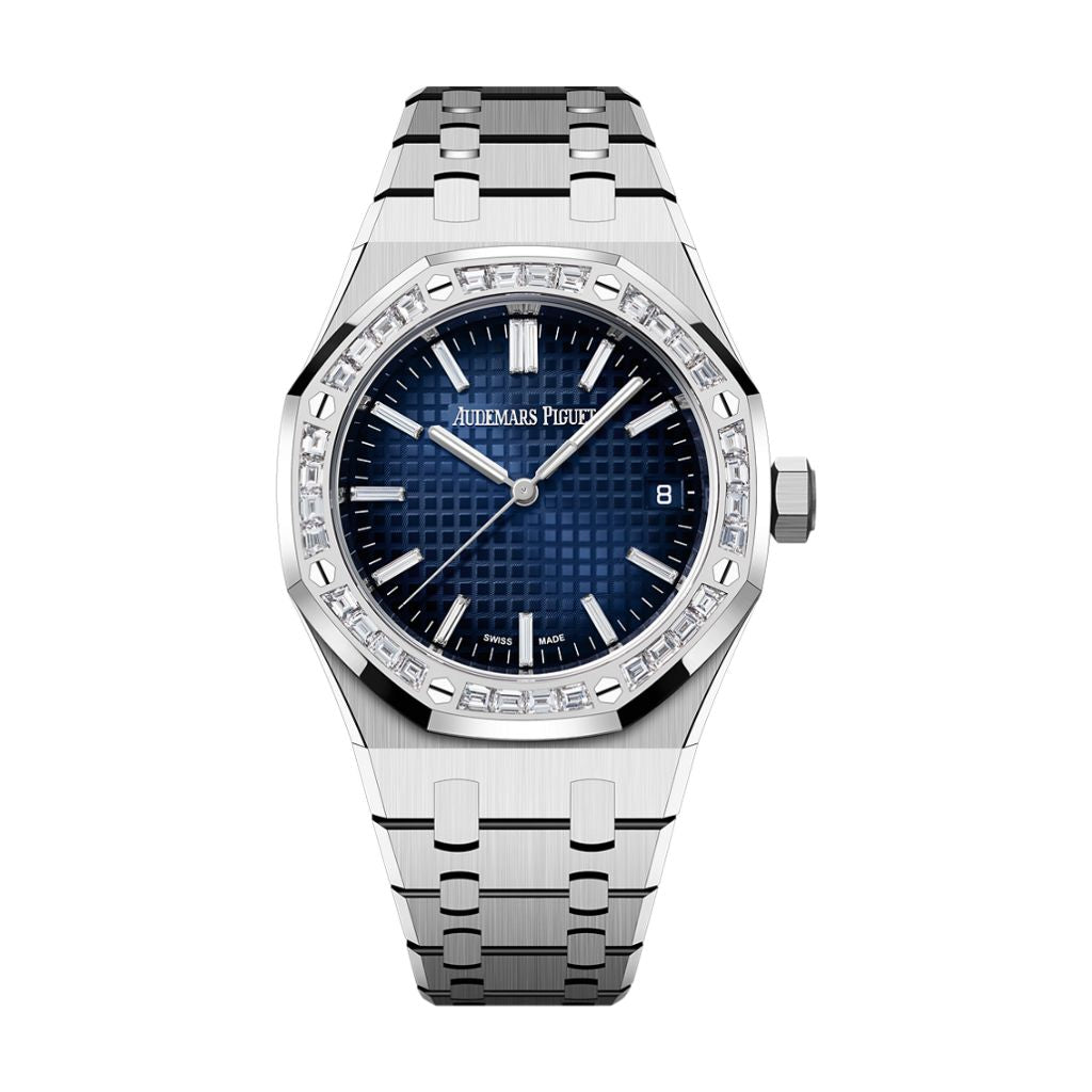 Audemars Piguet Royal Oak Selfwinding 37 mm Blue Dial with Diamonds 18-Carat White Gold Bracelet 15551BC.ZZ.1356BC.01 - WATCHXNYC