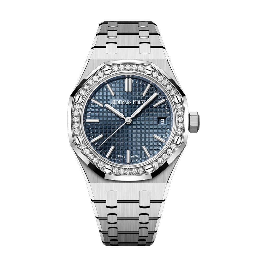 Audemars Piguet Royal Oak Selfwinding 37 mm Blue Dial with Diamonds Stainless Steel Bracelet 15551ST.ZZ.1356ST.05 - WATCHXNYC