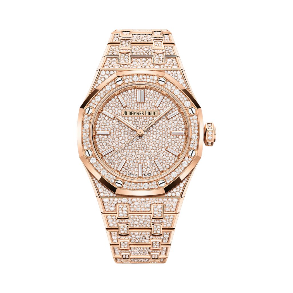 Audemars Piguet Royal Oak Selfwinding 37 mm Diamond Paved Dial 18-Carat Pink Gold Bracelet 15552OR.ZZ.1358OR.01 - WATCHXNYC