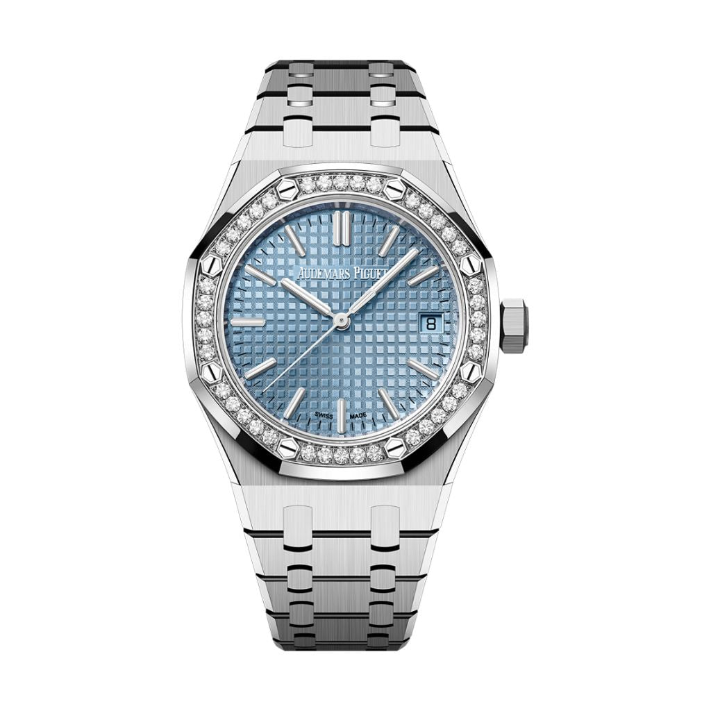 Audemars Piguet Royal Oak Selfwinding 37 mm Light Blue Dial with Diamonds Stainless Steel Bracelet 15551ST.ZZ.1356ST.04 - WATCHXNYC