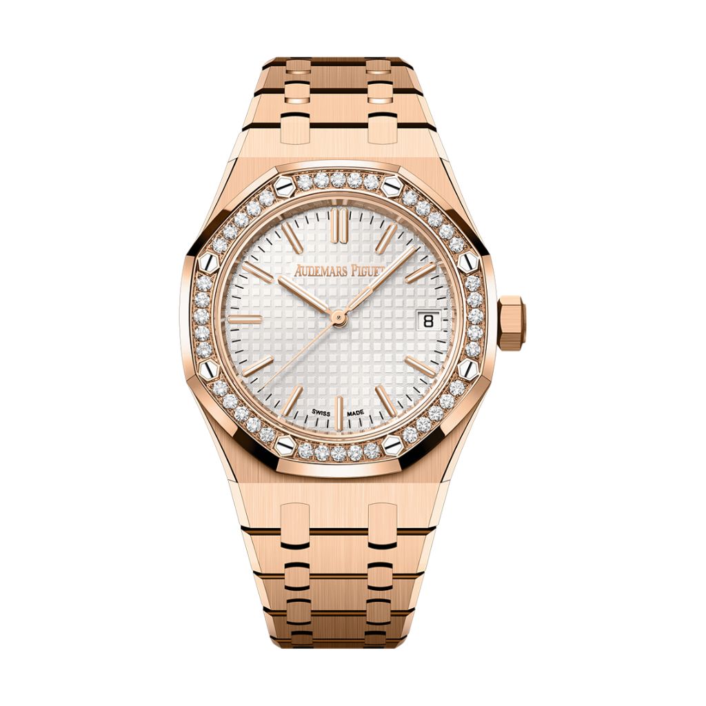 Audemars Piguet Royal Oak Selfwinding 37 mm Silver Dial with Diamonds 18-Carat Pink Gold Bracelet 15551OR.ZZ.1356OR.04 - WATCHXNYC