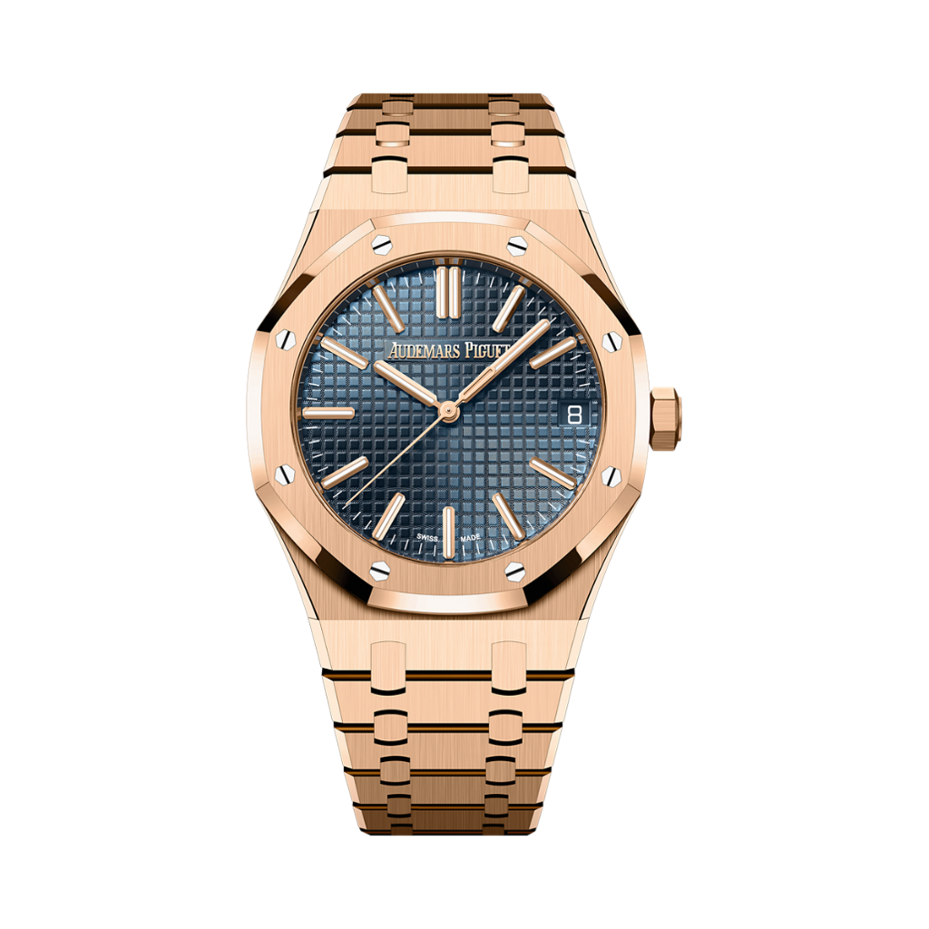 Audemars Piguet Royal Oak Selfwinding 41 mm Blue  Dial 18-Carat Pink Gold Bracelet 15510OR.OO.1320OR.03 - WATCHXNYC
