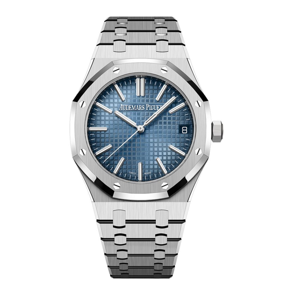 Audemars Piguet Royal Oak Selfwinding  41 mm Blue  Dial 18-Carat White Gold Bracelet 15510BC.OO.1320BC.02 - WATCHXNYC