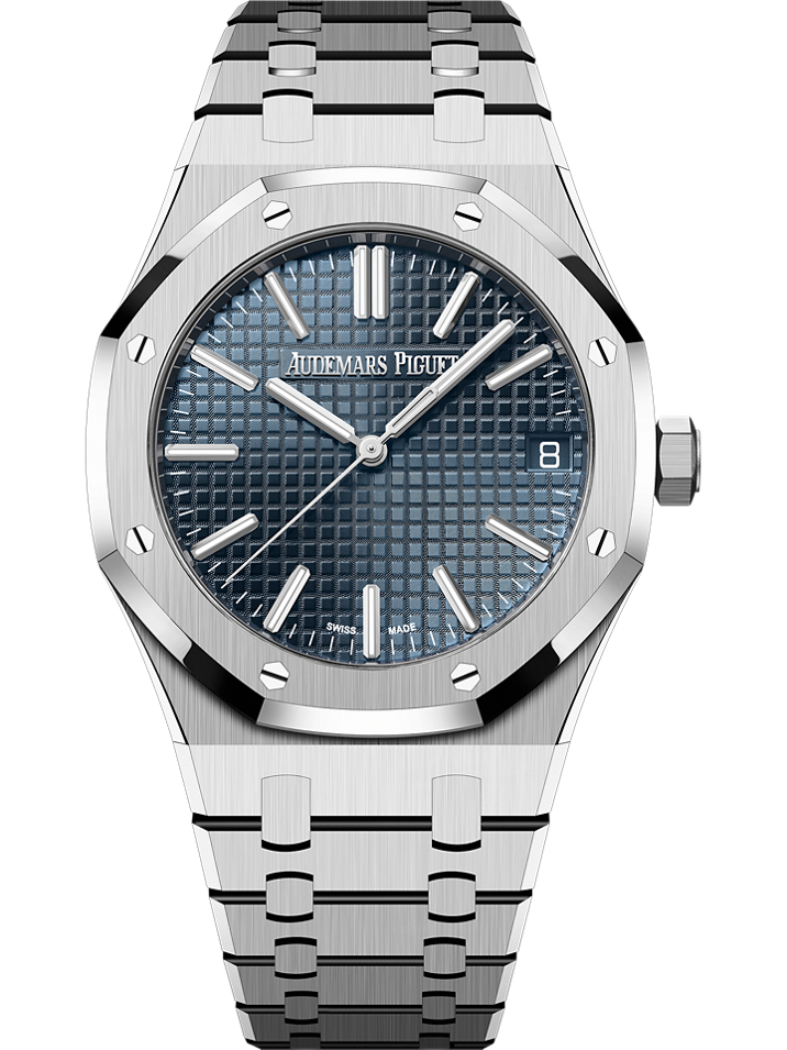 Audemars Piguet Royal Oak Reloj automático de 41 mm con esfera azul y brazalete de acero inoxidable 15510ST.OO.1320ST.06 