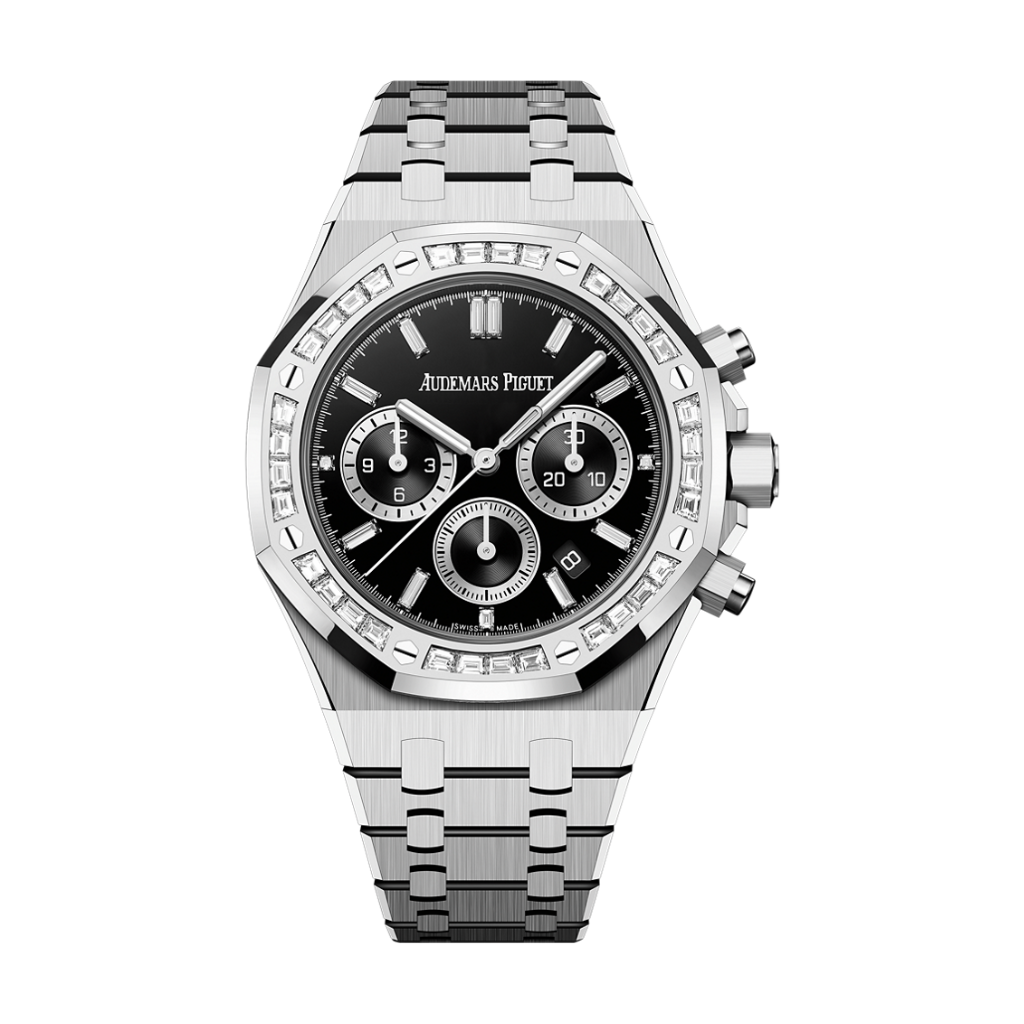 Audemars Piguet Royal Oak Selfwinding Chronograph 38 mm Black Dial with Diamonds 18-Carat White Gold Bracelet 26715BC.ZZ.1356BC.02 - WATCHXNYC