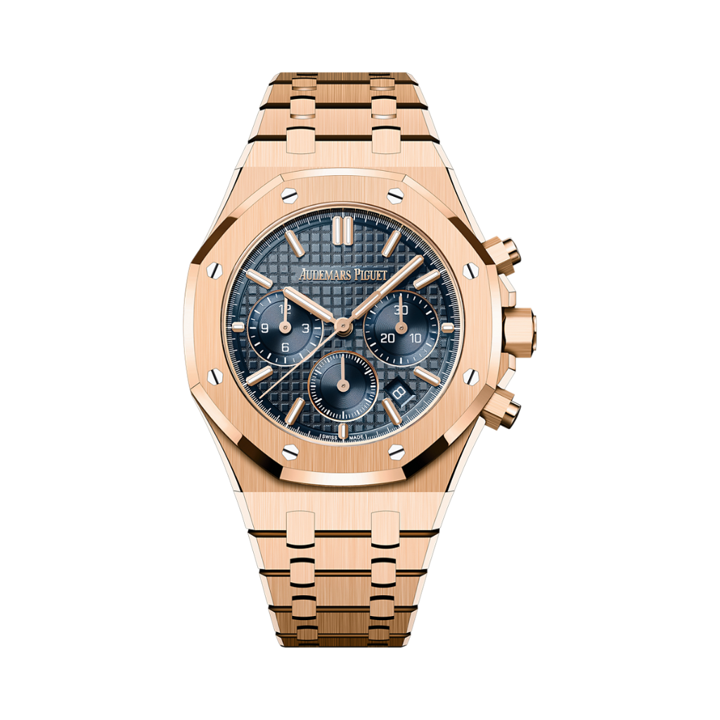 Audemars Piguet Royal Oak Selfwinding Chronograph 38 mm Blue  Dial 18-Carat Pink Gold Bracelet 26715OR.OO.1356OR.01 - WATCHXNYC