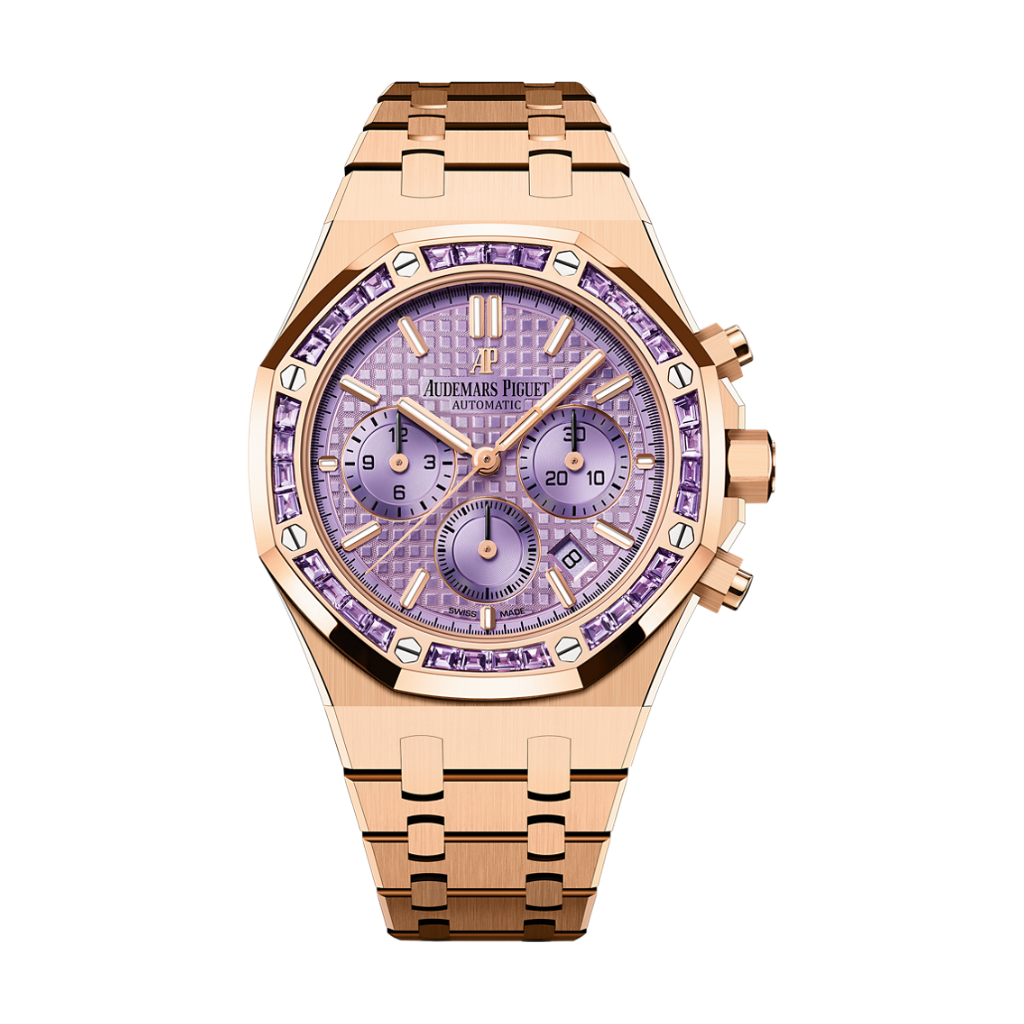 Audemars Piguet Royal Oak Selfwinding Chronograph 38 mm Purple  Dial with Diamonds 18-Carat Pink Gold Bracelet 26319OR.AY.1256OR.01 - WATCHXNYC