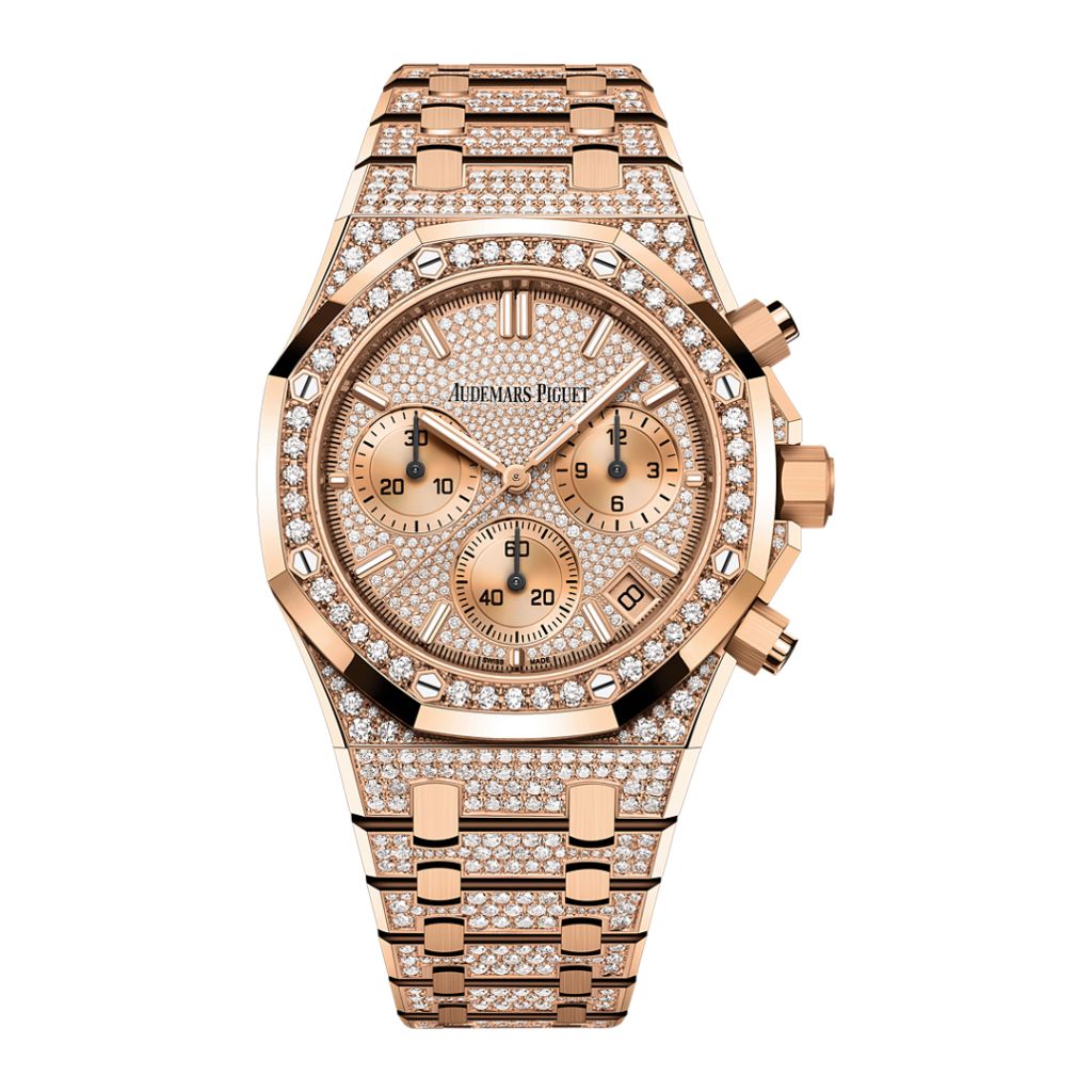 Audemars Piguet Royal Oak Selfwinding Chronograph 41 mm Diamond Paved Dial 18-Carat Pink Gold Bracelet 26242OR.ZZ.1322OR.02 - WATCHXNYC