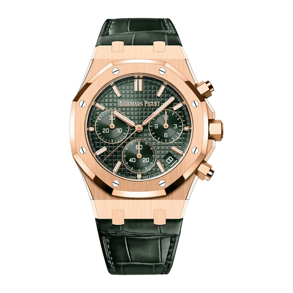 Audemars Piguet Royal Oak Selfwinding Chronograph 41 mm Khaki Green Dial 18-Carat Pink Gold   Strap 26240OR.OO.D404CR.02 - WATCHXNYC