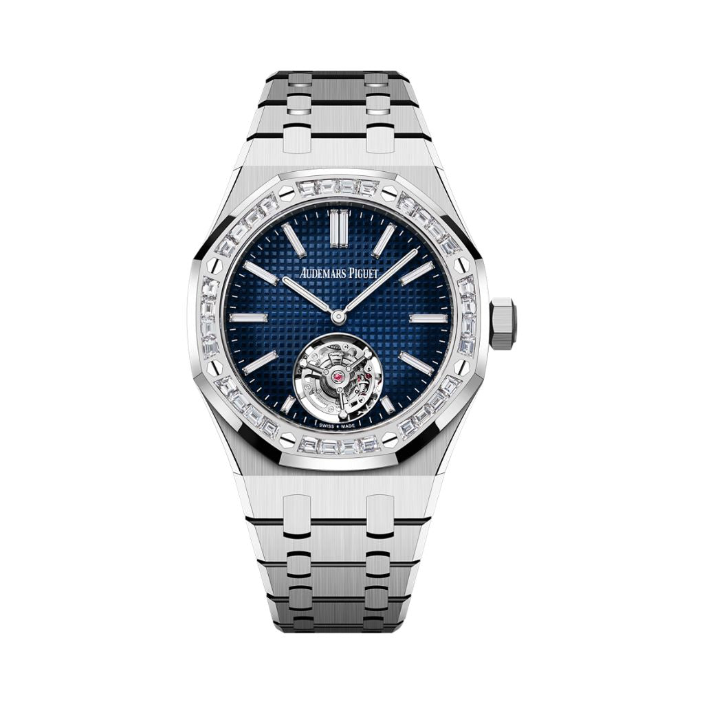 Audemars Piguet Royal Oak Selfwinding Flying Tourbillon Extra-Thin RD#3 37 mm Blue  Dial with Diamonds 18-Carat White Gold Bracelet 26660BC.ZZ.1356BC.01 - WATCHXNYC