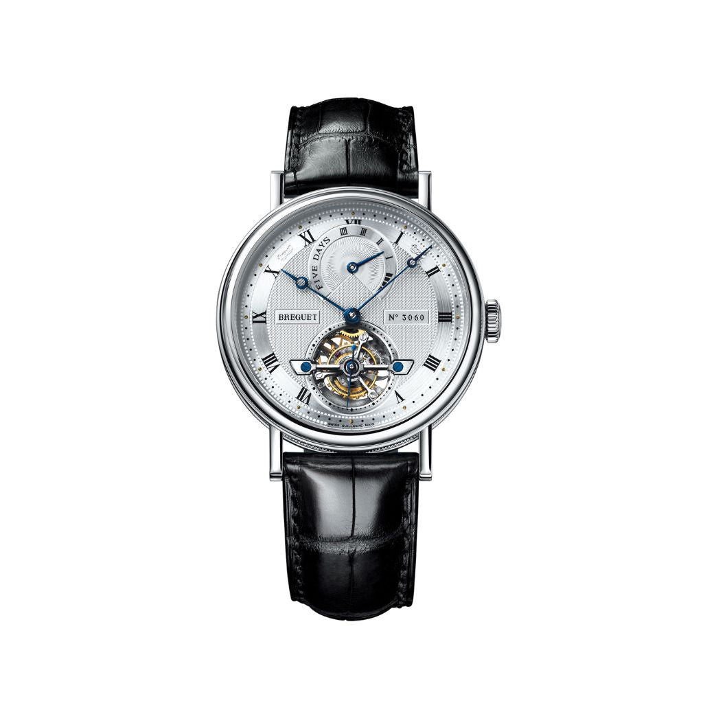 Breguet Classique 39 mm Silver Dial Platinum Black Leather Strap 5317PT/12/9V6 - WATCHXNYC