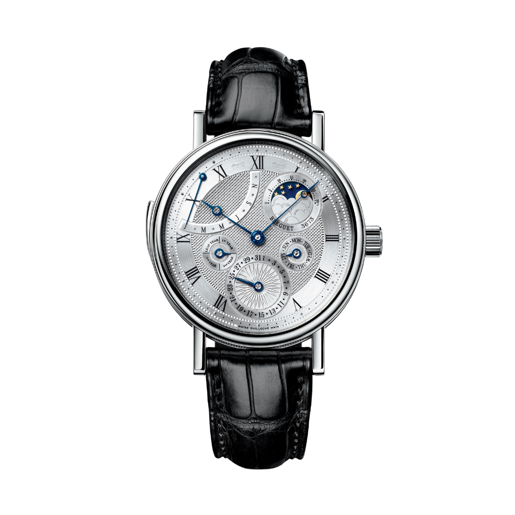 Breguet Classique 40 mm Silver Dial White Gold Black Leather Strap 5447BB/1E/9V6 - WATCHXNYC