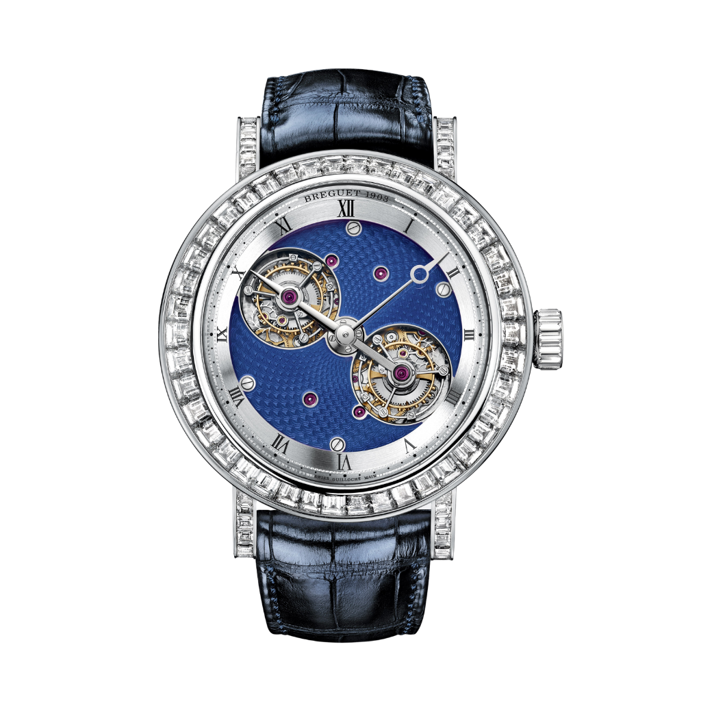 Breguet Classique 50 mm Blue Dial with Diamonds Platinum Dark Blue Leather Strap 5349PT/2Y/9YV/DD0D - WATCHXNYC