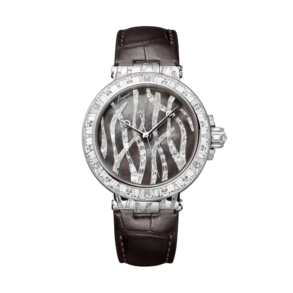 Breguet Marine 35.8 mm Tahitian Mother-Of-Pearl Dial with Diamonds White Gold Dark Grey Leather Strap 9509BB/TD/984/DD0D - WATCHXNYC