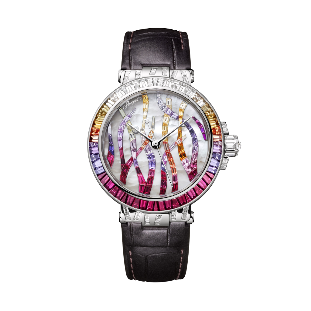 Breguet Marine 35.8 mm White Mother-Of-Pearl Dial with Diamonds White Gold Black Leather Strap 9509BB/5R/984/RD0R - WATCHXNYC