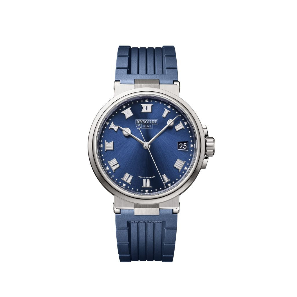 Breguet Marine 40 mm Blue Dial Titanium Blue Rubber Strap 5517TI/Y1/5ZU - WATCHXNYC
