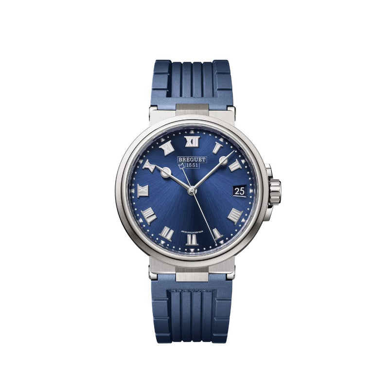 Breguet Marine 40 mm Esfera azul Correa de caucho azul titanio 5517TI/Y1/5ZU 