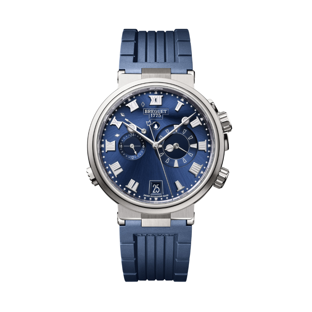 Breguet Marine 40 mm Blue Dial Titanium Blue Rubber Strap 5547TI/Y1/5ZU - WATCHXNYC