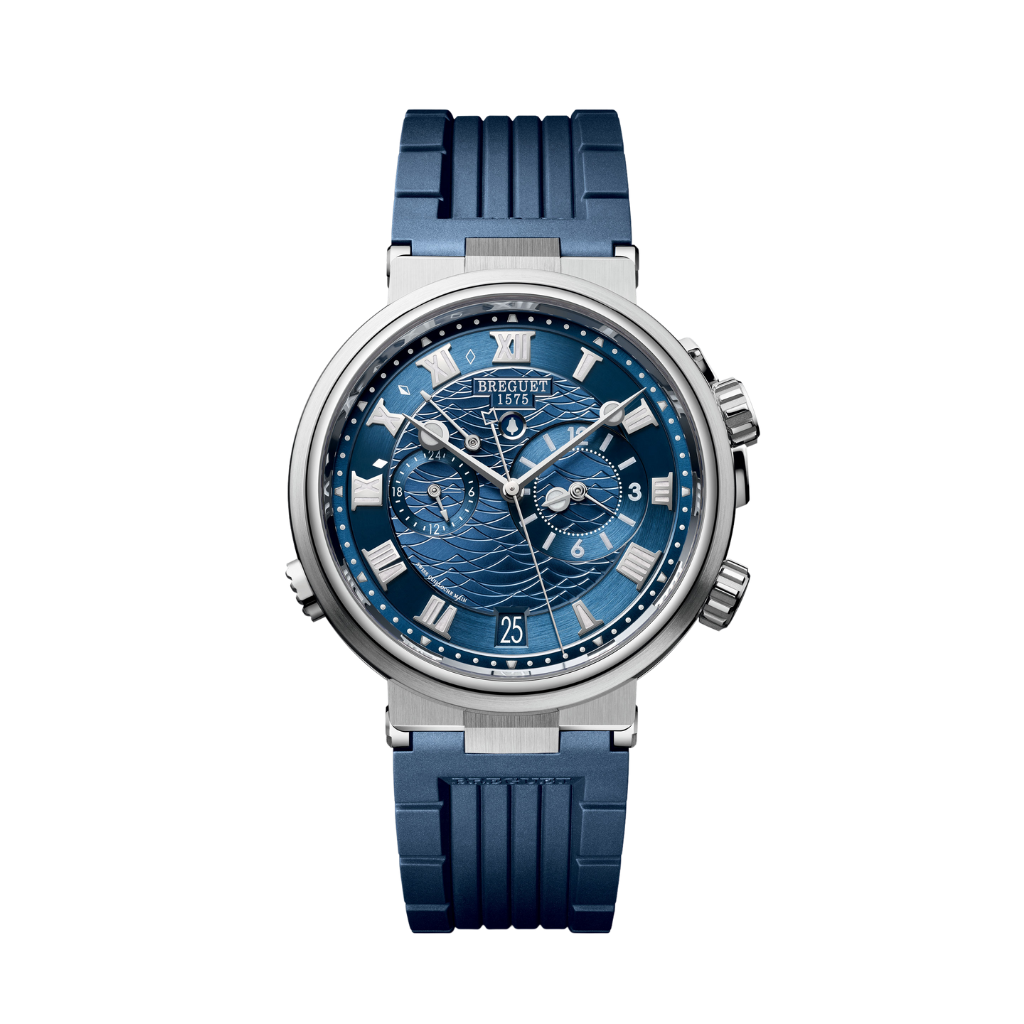 Breguet Marine 40 mm Blue Dial White Gold Blue Rubber Strap 5547BB/Y2/5ZU - WATCHXNYC