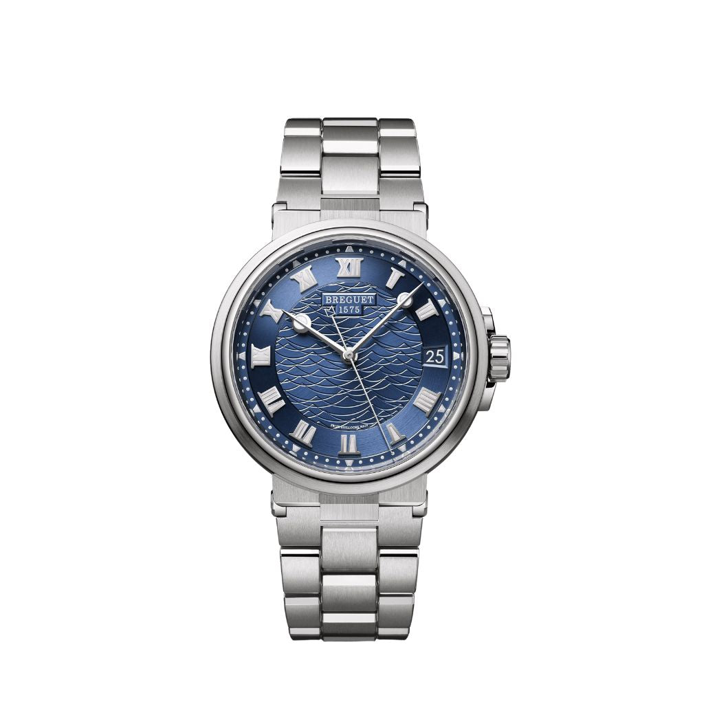 Breguet Marine 40 mm Blue Dial White Gold Bracelet 5517BB/Y2/BZ0 - WATCHXNYC