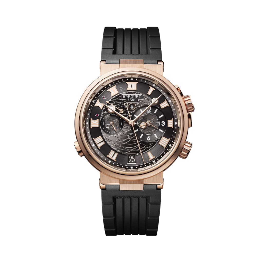 Breguet Marine 40 mm Dark Grey Dial 18k Rose Gold Black Rubber Strap 5547BR/G3/5ZU - WATCHXNYC