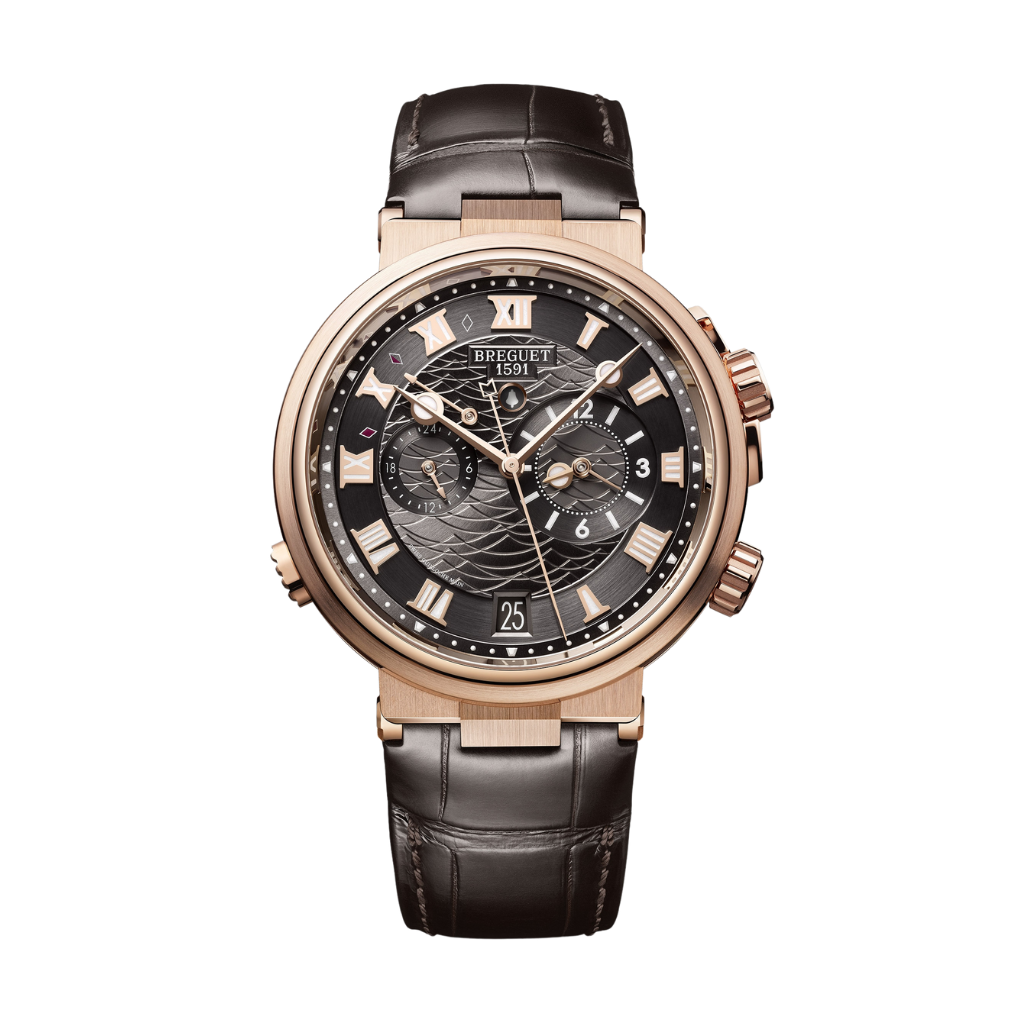 Breguet Marine 40 mm Dark Grey Dial 18k Rose Gold Dark Grey Leather Strap 5547BR/G3/9ZU - WATCHXNYC