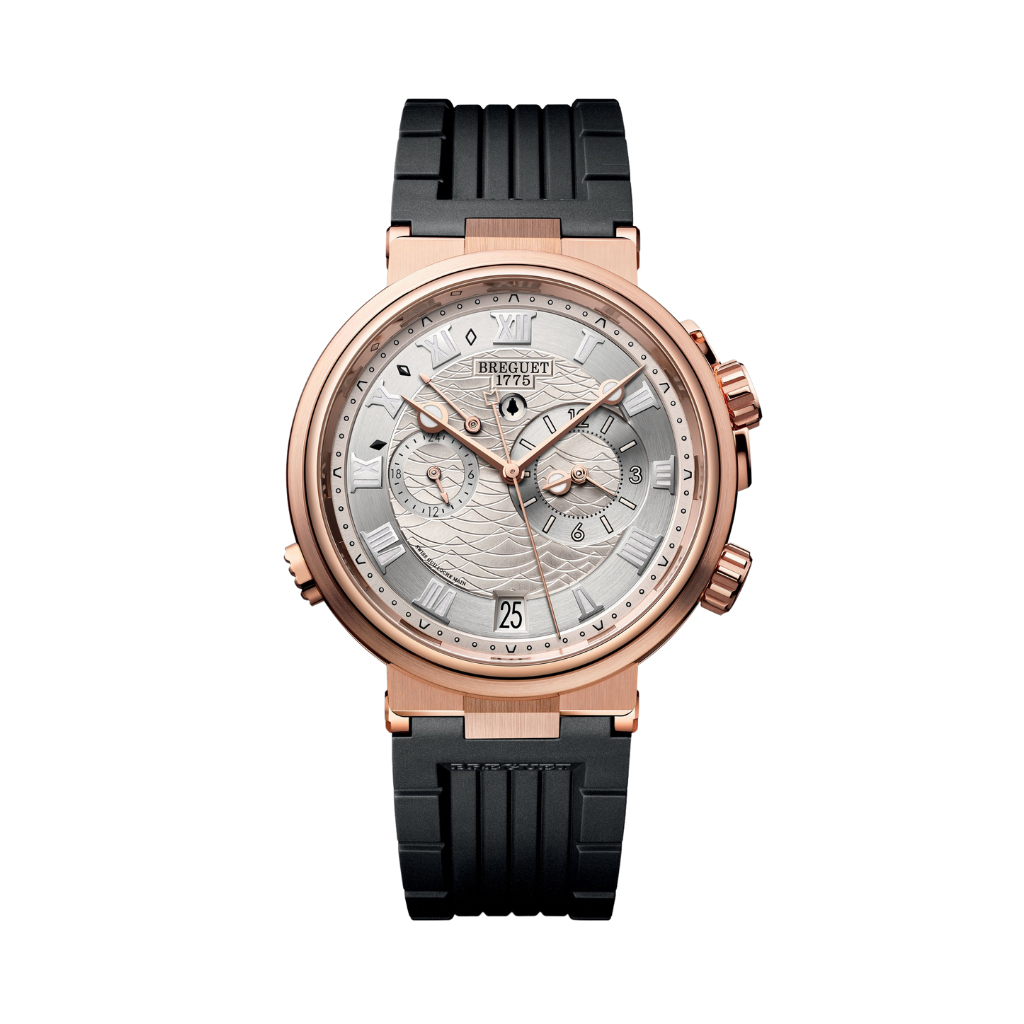 Breguet Marine 40 mm Silver Dial 18k Rose Gold Black Rubber Strap 5547BR/12/5ZU - WATCHXNYC