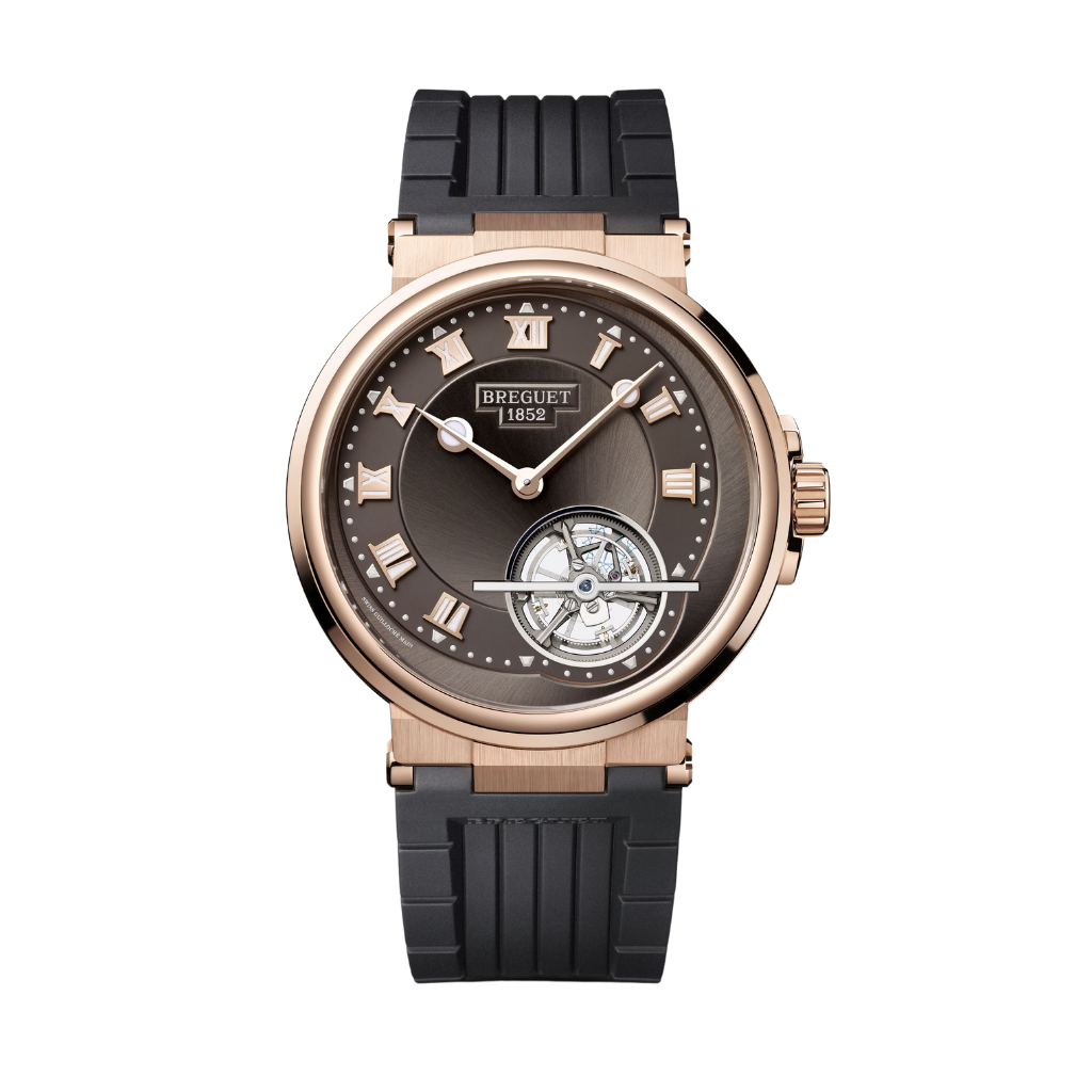 Breguet Marine 42.5 mm Brown Dial 18k Rose Gold Black Rubber Strap 5577BR/G2/5WV - WATCHXNYC