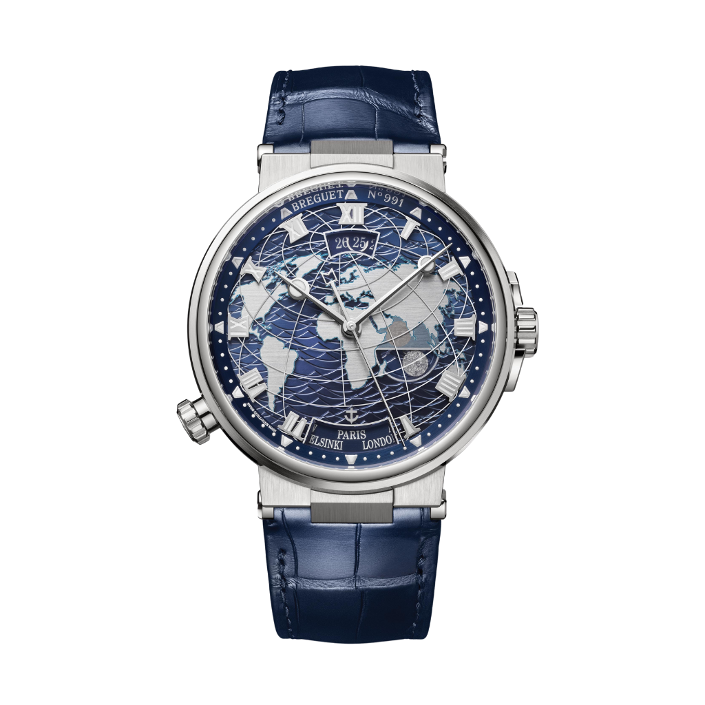 Breguet Marine 43.9mm Blue Dial White Gold Blue Leather Strap 5557BB/YS/9WV - WATCHXNYC