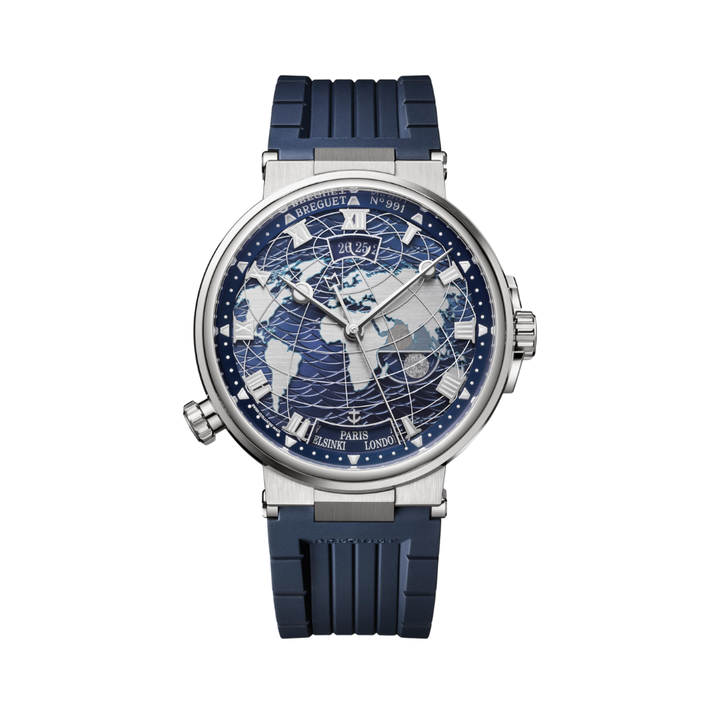 Breguet Marine 43.9mm Blue Dial White Gold Blue Rubber Strap 5557BB/YS/5WV - WATCHXNYC
