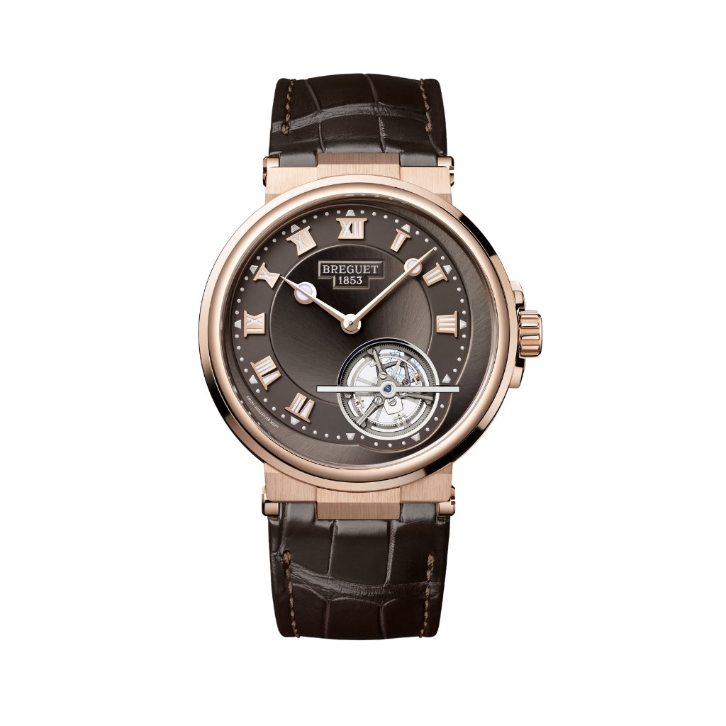 Breguet Marine Tourbillon 5577 42.5 mm Brown Dial 18k Rose Gold Brown Leather Strap 5577BR/G2/9WV - WATCHXNYC