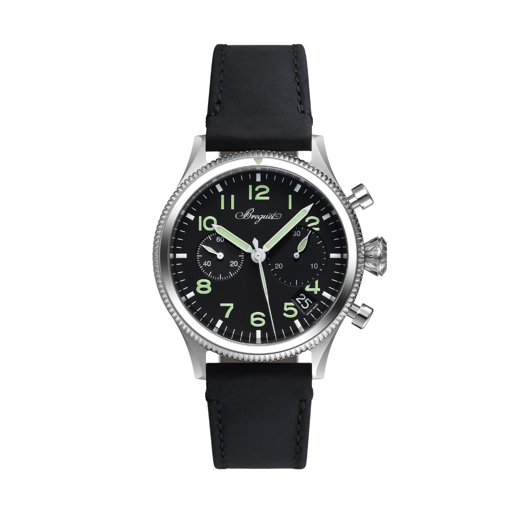 Breguet Type-Xx 42 mm Black Dial Stainless Steel Black Leather Strap 2057ST/92/3WU - WATCHXNYC