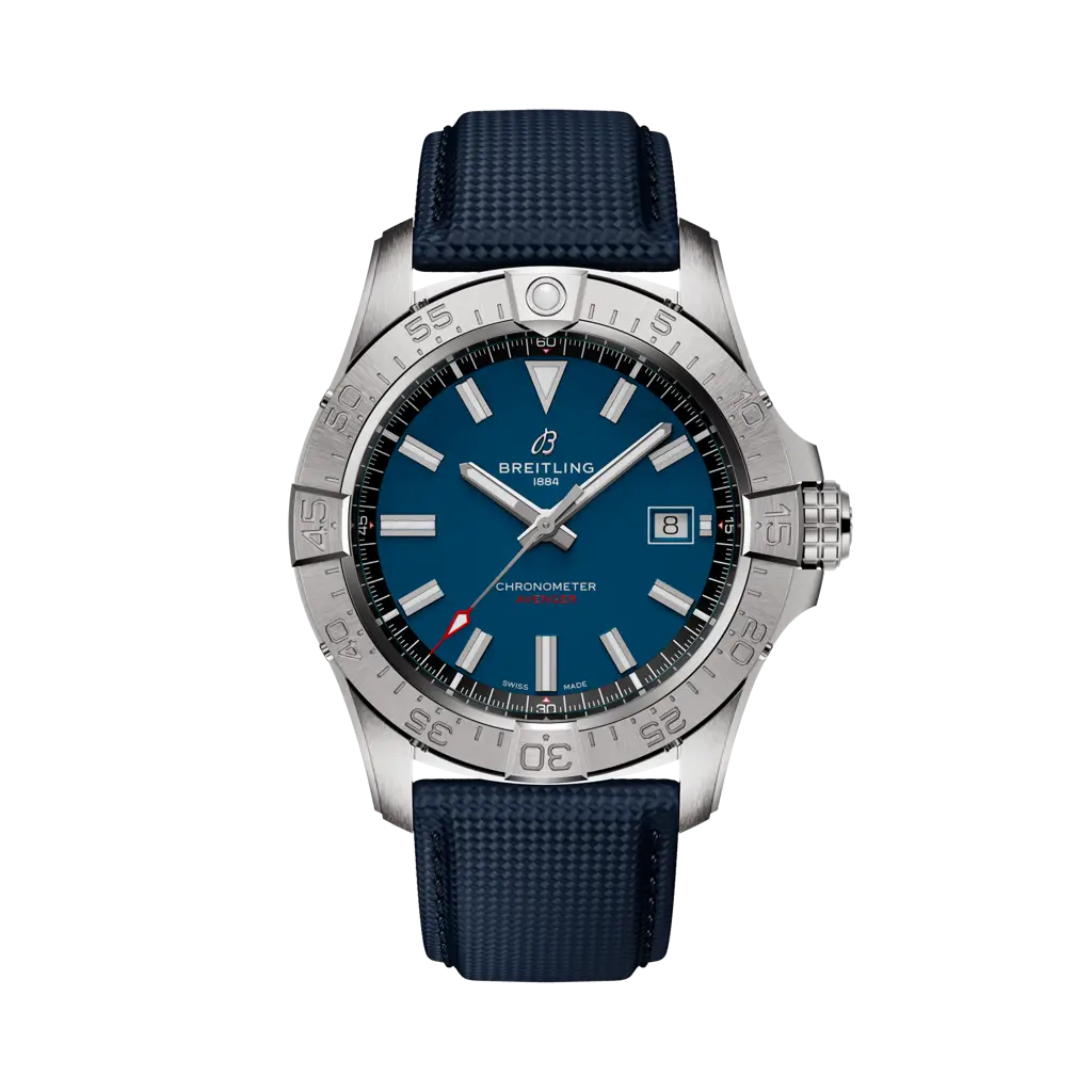 Breitling Avenger Automatic 42 mm Blue Dial Stainless Steel   Leather Blue Strap A17328101C1X1 - WATCHXNYC