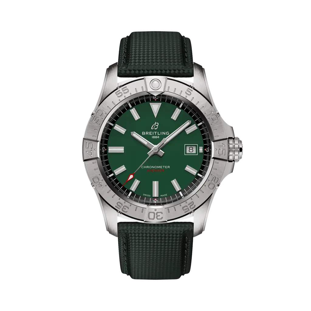 Breitling Avenger Automatic 42 mm Green Dial Stainless Steel   Leather Strap A17328101L1X1 - WATCHXNYC