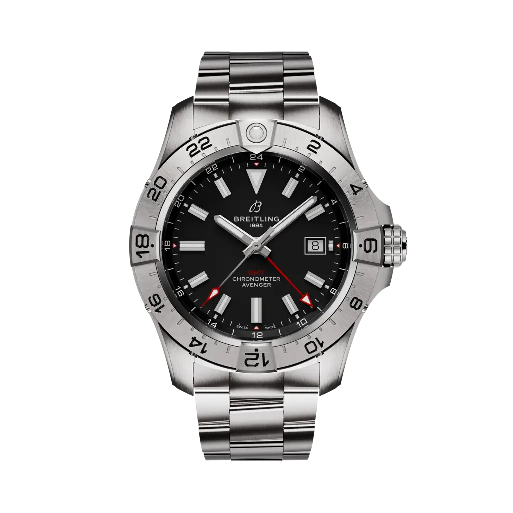 Breitling Avenger Automatic GMT 44 mm Black Dial Stainless Steel Bracelet A32320101B1A1 - WATCHXNYC