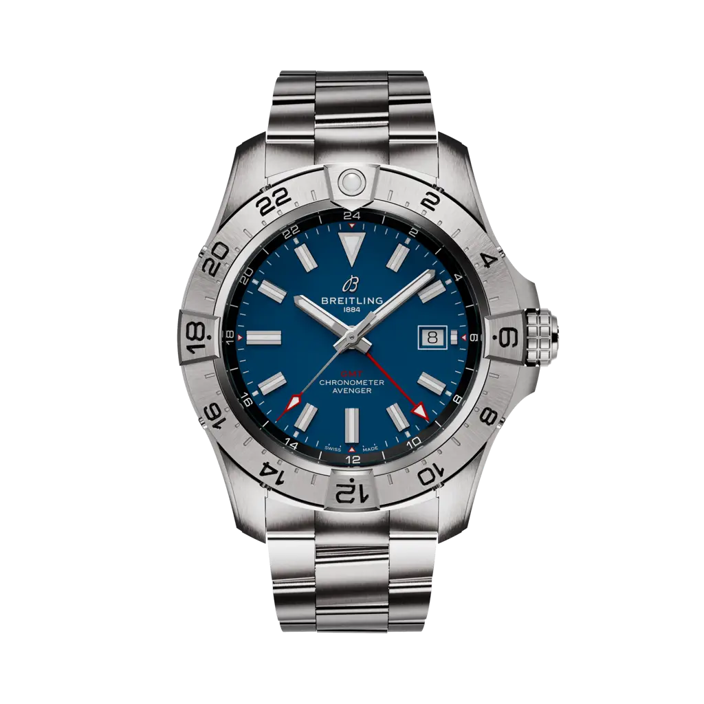 Breitling Avenger Automatic GMT 44 mm Bright Blue Dial Stainless Steel Bracelet A32320101C1A1 - WATCHXNYC