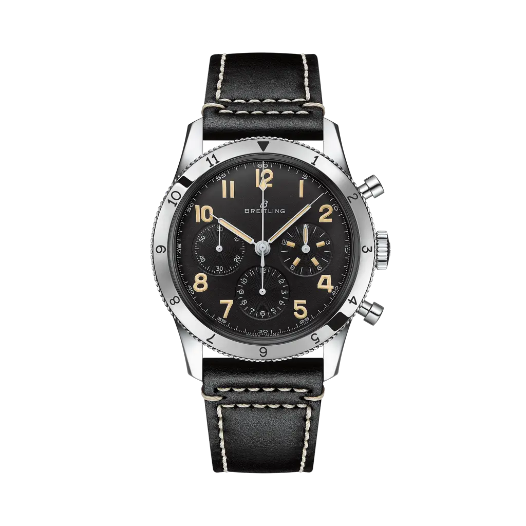 Breitling AVI Ref. 765 1953 Re-Edition 41 mm Black Dial Stainless Steel   Leather Strap AB0920131B1X1 - WATCHXNYC