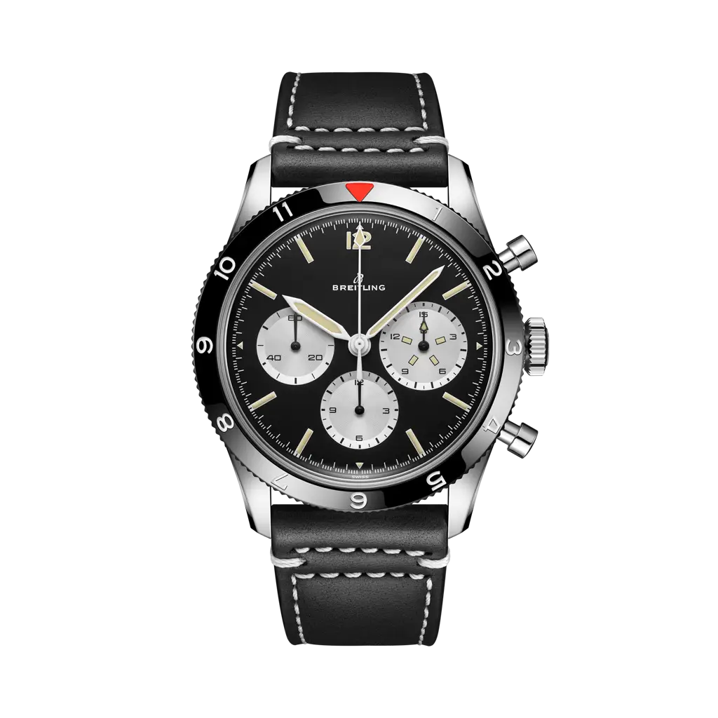 Breitling AVI Ref. 765 1964 Re-Edition 41 mm Black Dial Stainless Steel   Leather Strap AB09451A1B1X1 - WATCHXNYC