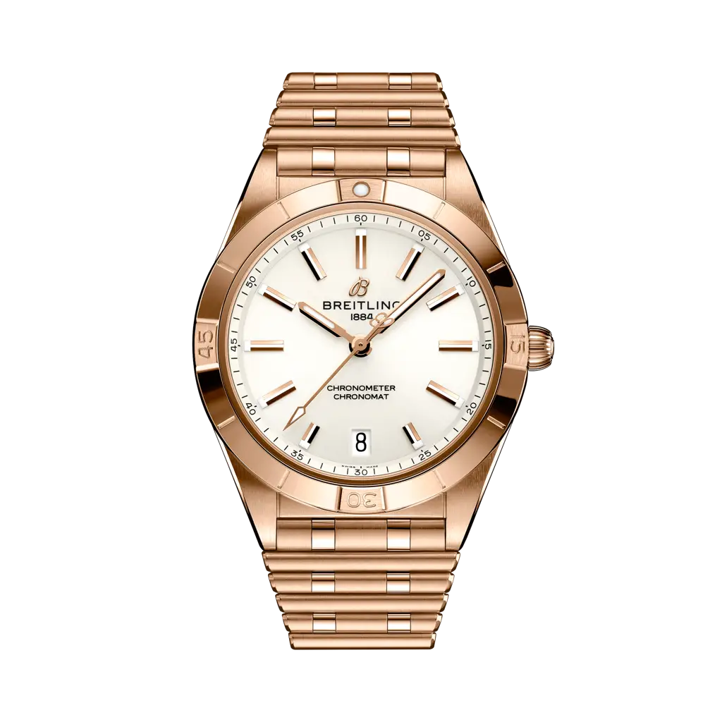 Breitling Chronomat Automatic 36 36 mm Peach Dial 18K Red Gold Bracelet R10380101A1R1 - WATCHXNYC