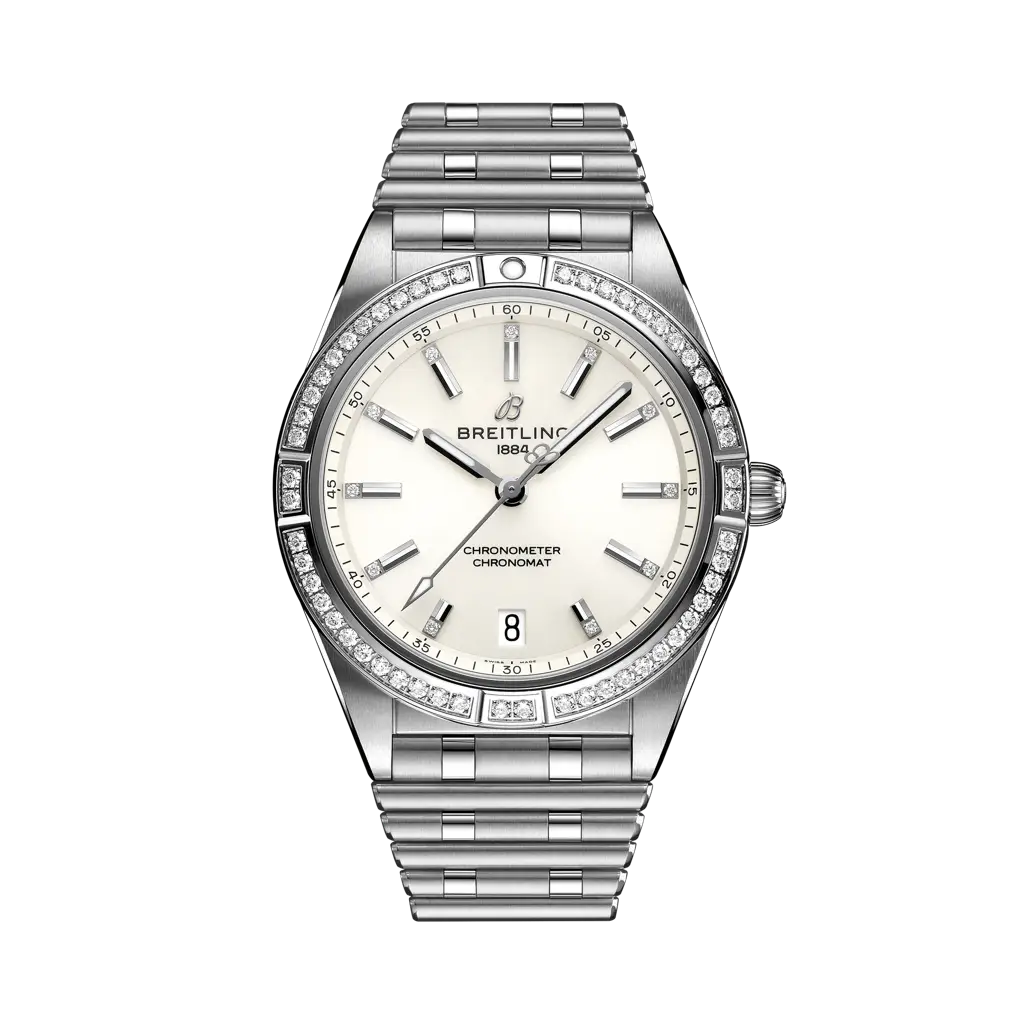 Breitling Chronomat Automatic 36 mm Beige Dial Stainless Steel (Gem-Set) Bracelet A10380591A1A1 - WATCHXNYC