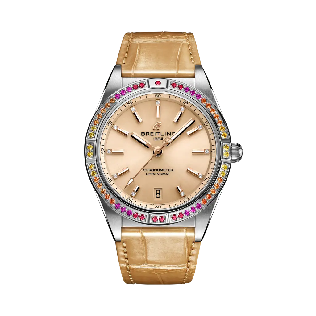 Breitling Chronomat Automatic 36 South Sea 36 mm Beige Dial Stainless Steel Leather Strap A10380611A1P1 - WATCHXNYC