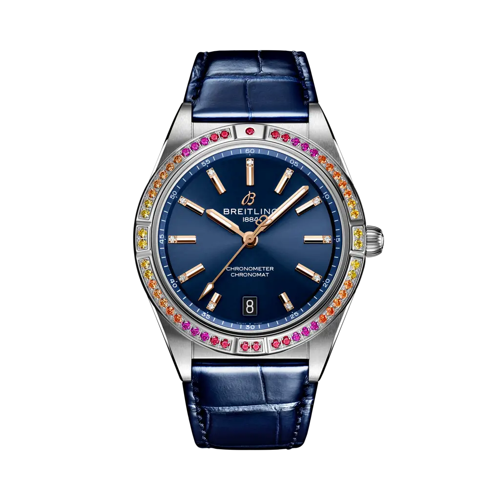 Breitling Chronomat Automatic 36 South Sea 36 mm Blue Dial Stainless Steel Leather Strap A10380611C1P1 - WATCHXNYC