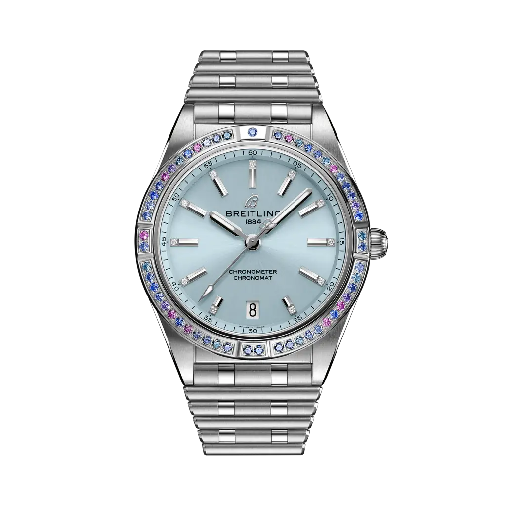 Breitling Chronomat Automatic 36 South Sea 36 mm Ice-Blue Dial Stainless Steel & 18K White Gold Bracelet G10380611C1G1 - WATCHXNYC
