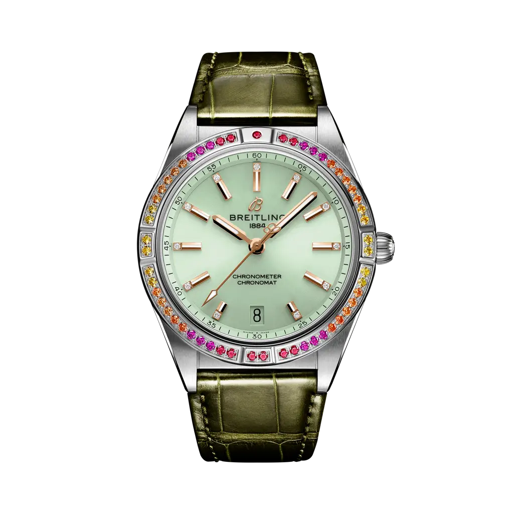 Breitling Chronomat Automatic 36 South Sea 36 mm Olive Dial Stainless Steel Leather Strap A10380611L1P1 - WATCHXNYC