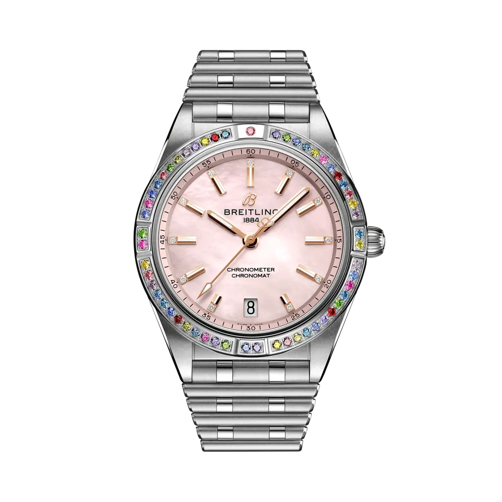 Breitling Chronomat Automatic 36 South Sea 36 mm Pink Dial Stainless Steel & 18K White Gold Bracelet G10380BB1K1G1 - WATCHXNYC