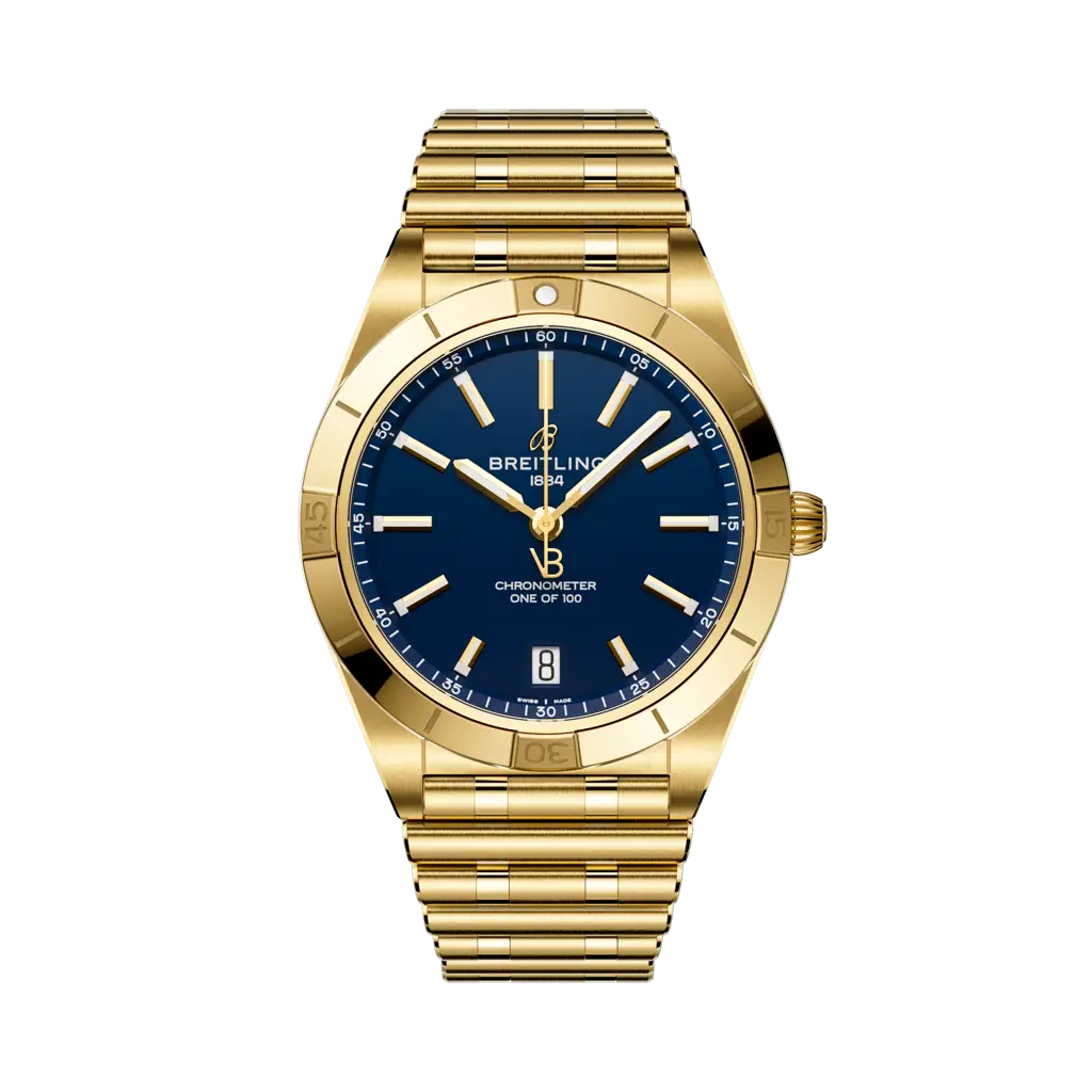 Breitling Chronomat Automatic 36 Victoria Beckham 36mm Blue Dial 18k Yellow Gold Bracelet K103801A1C1K1 - WATCHXNYC
