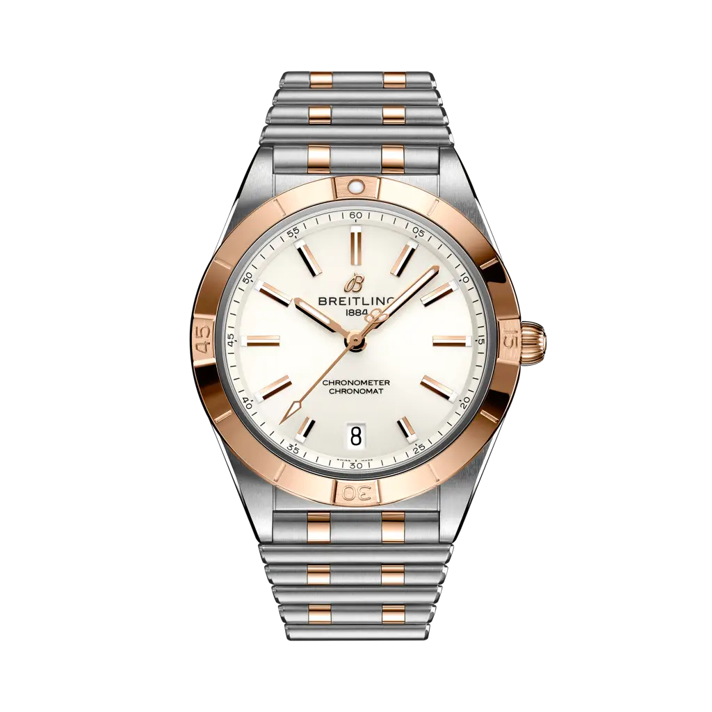 Breitling Chronomat Automatic 36mm Peach Dial Stainless Steel & 18K Red Gold Bracelet U10380101A1U1 - WATCHXNYC