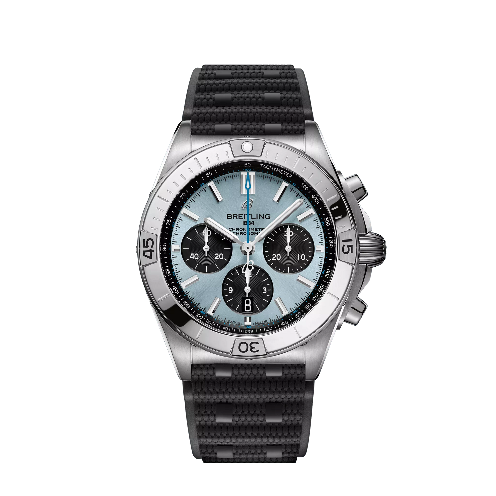 Breitling Chronomat B01 42 mm Blue & Black Dial Stainless Steel & Platinum Black Rubber Strap PB0134101C1S2 - WATCHXNYC