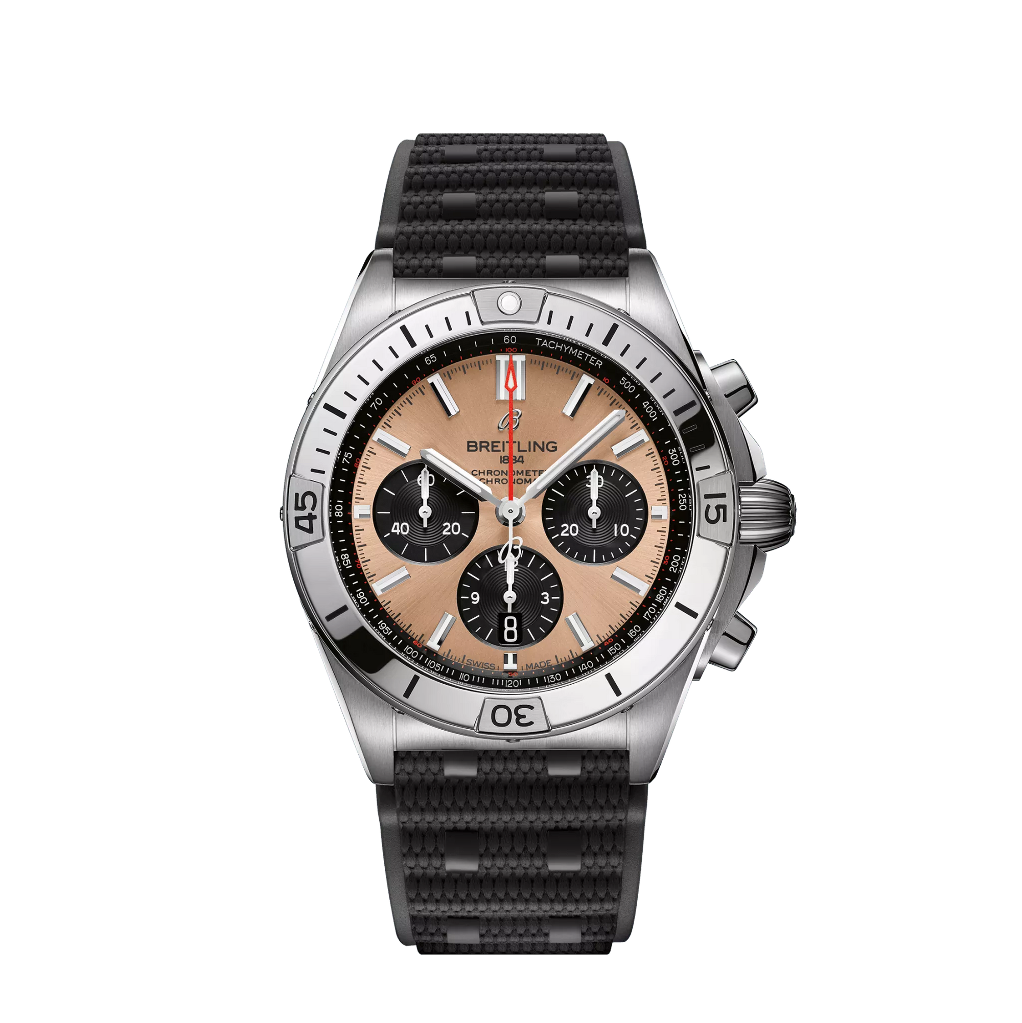 Breitling Chronomat B01 42 mm Copper and Black Dial Stainless Steel Black Rubber Strap AB0134101K1S1 - WATCHXNYC